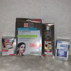 Facial care bundle. Gel mask, multivitamin spa treatment mask, serum, skin cream